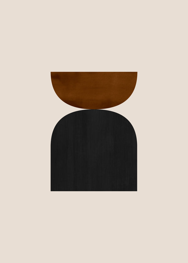 Geometrisk poster med minimalistiska bruna och svarta former