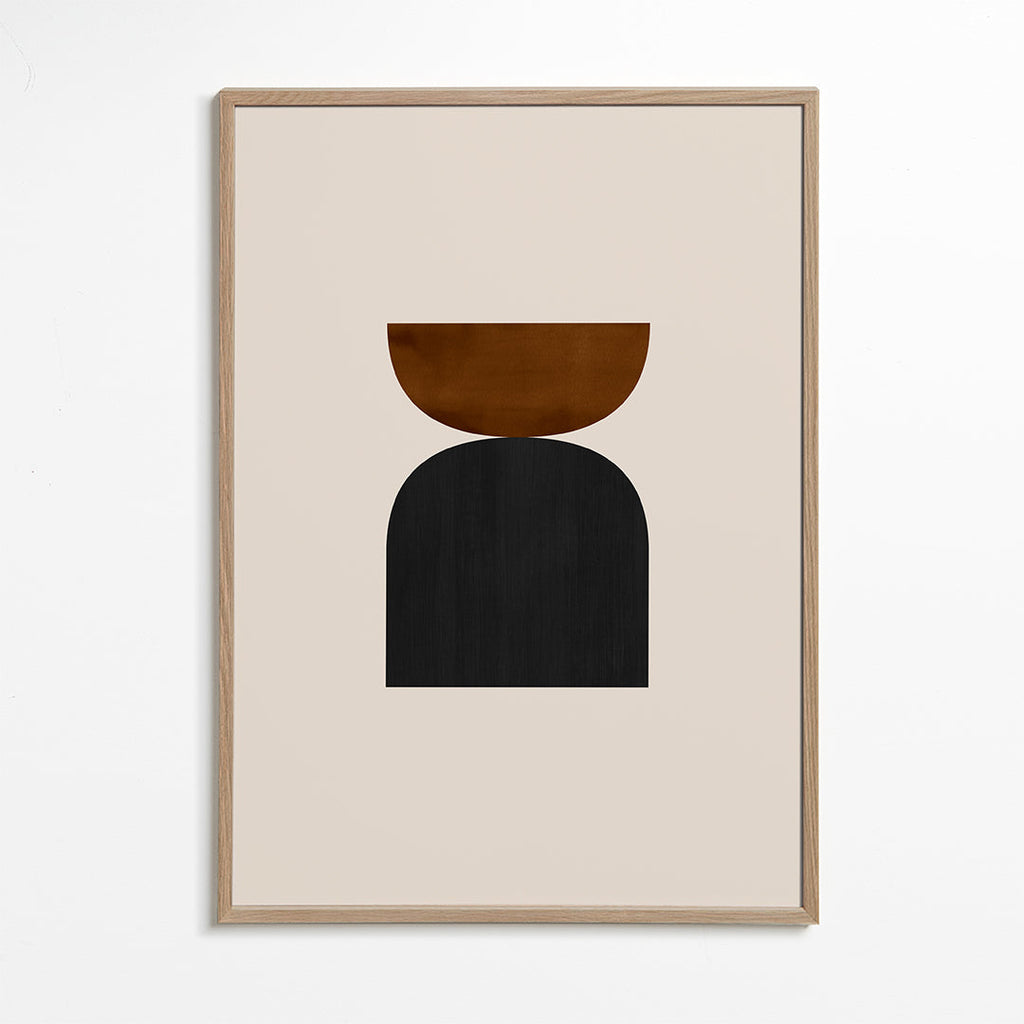 Geometrisk poster med minimalistiska bruna och svarta former