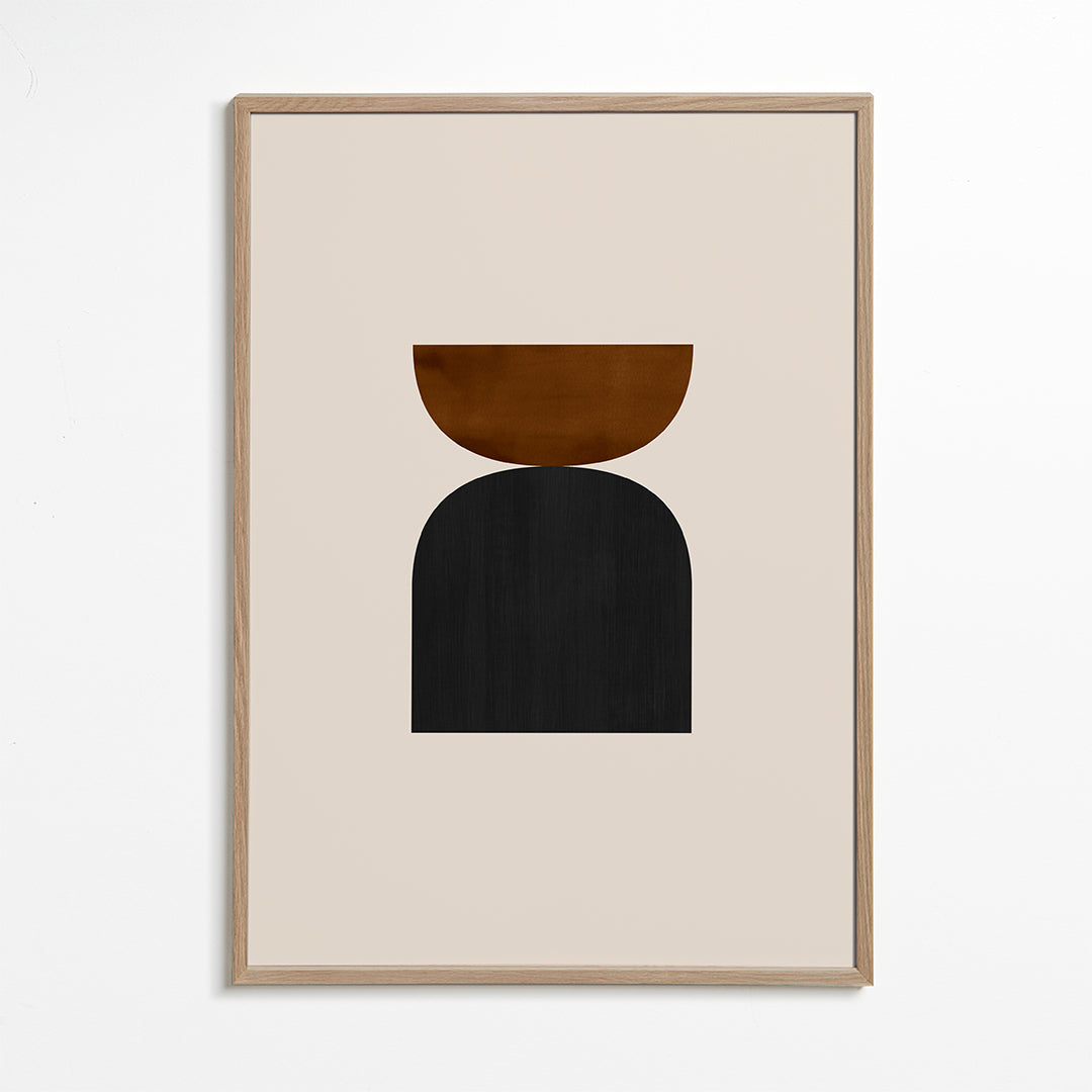 Geometrisk poster med minimalistiska bruna och svarta former
