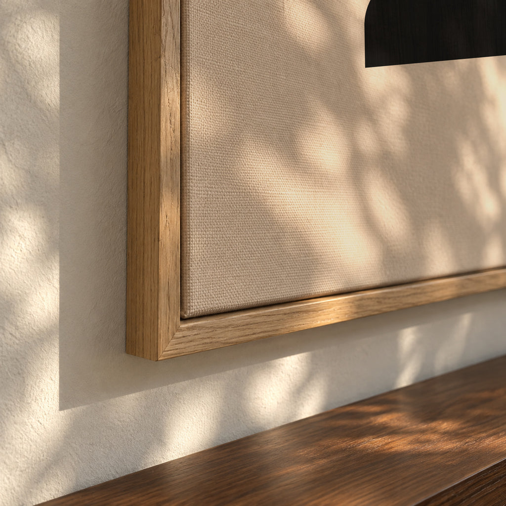 Geometric shapes Nº2 - rust & black - Framed canvas detail