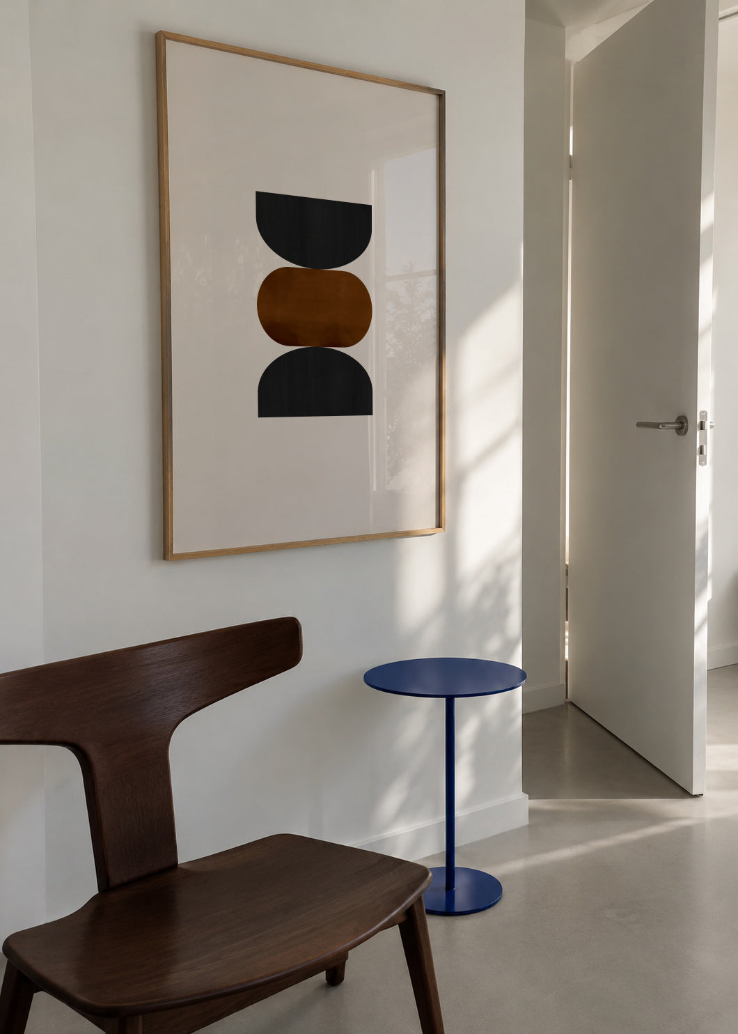 Geometric shapes Nº2 - rust & black - Framed poster in an interior