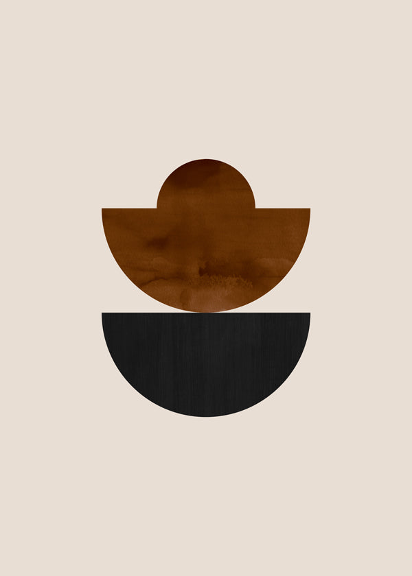 Geometrisk tavla med bruna och svarta halvcirklar