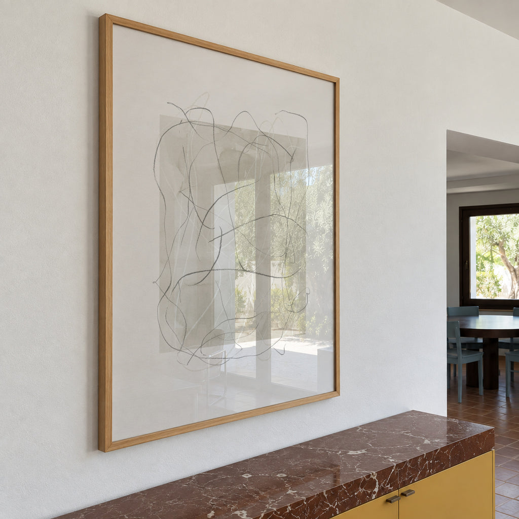 Whimsy Nº6 - Ash Gray - Framed poster in an interior