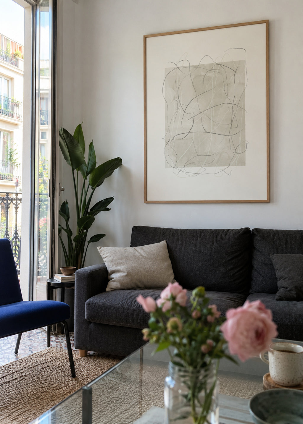 Whimsy Nº6 - Ash Gray - Framed poster in an interior