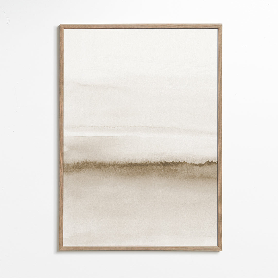 Landskapskonst i beige akvarell