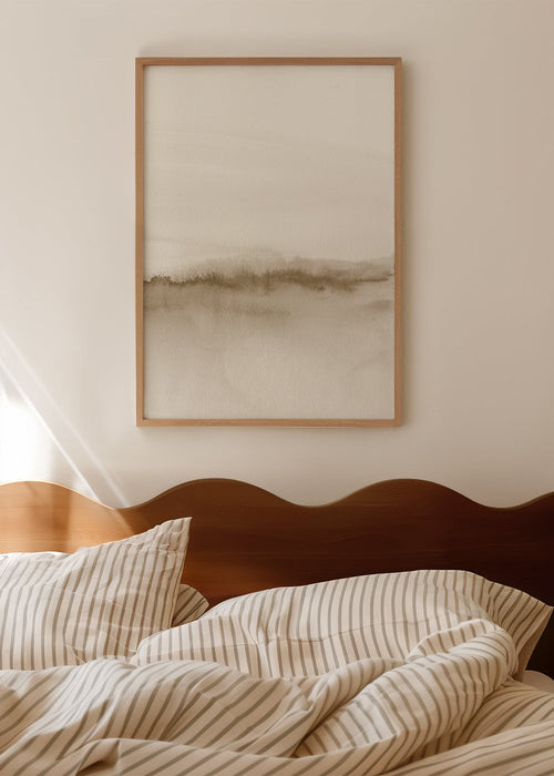 Landskapskonst i mjuk beige akvarell