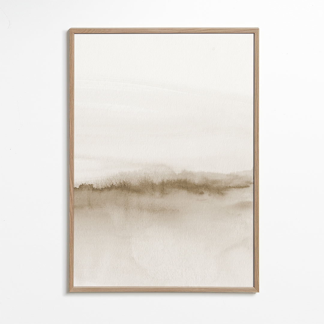 Landskapskonst i mjuk beige akvarell