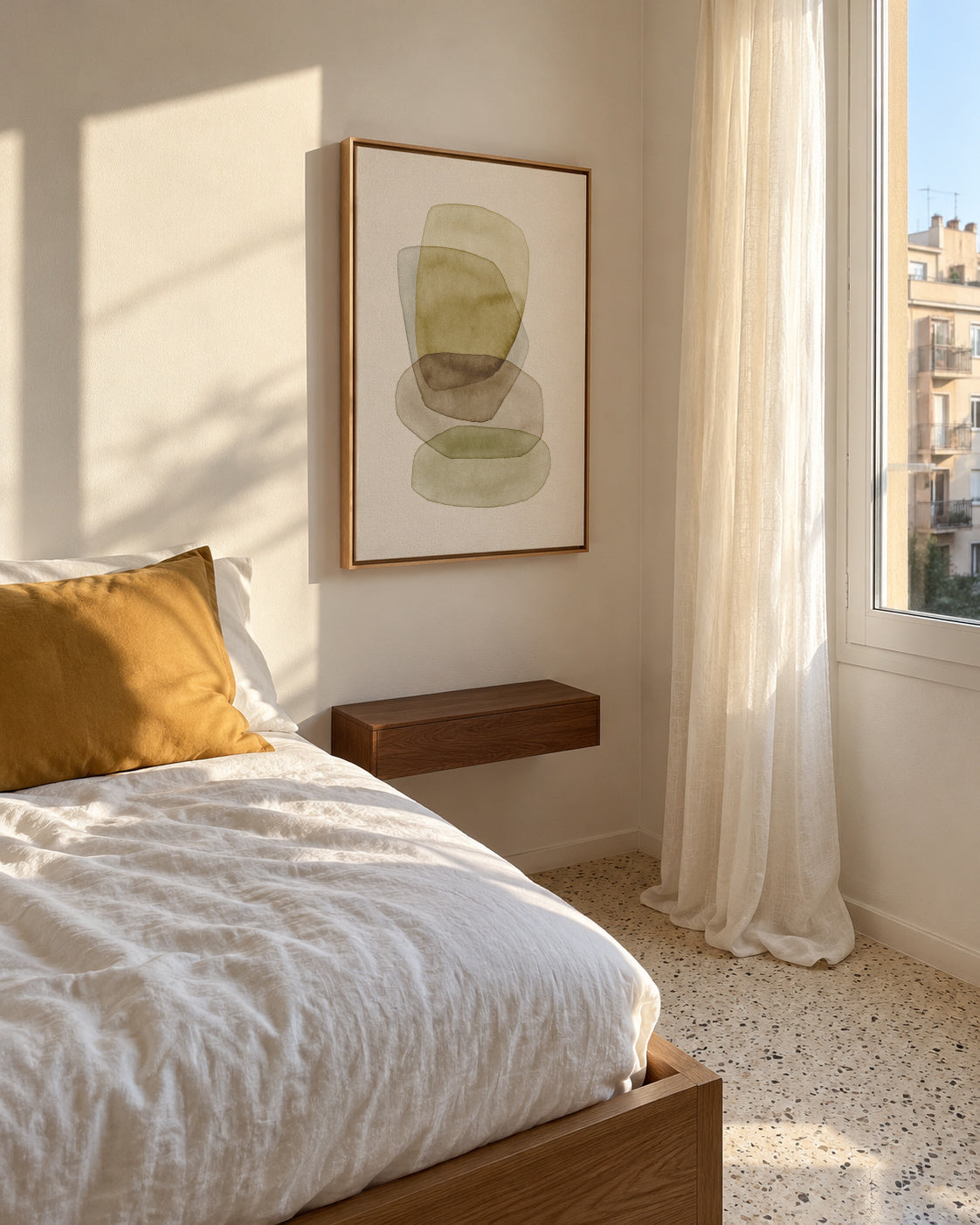 Watercolor abstraction 1 - Framed canvas in an interior