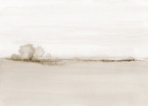 Landskap akvarell i sepia med mjuk horisont