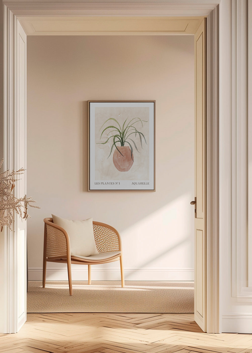 Botanisk poster: krukväxt akvarell