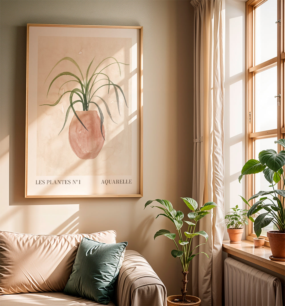 Botanisk poster: krukväxt akvarell