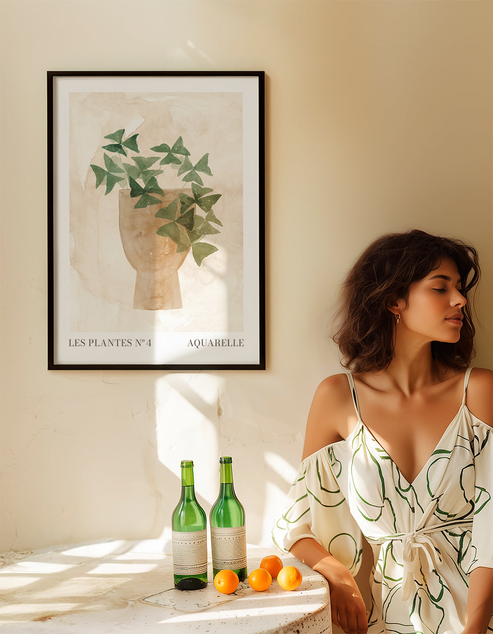 Botanisk poster gröna blad i vas