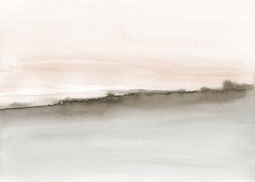 Landskap i akvarell korall och sepia