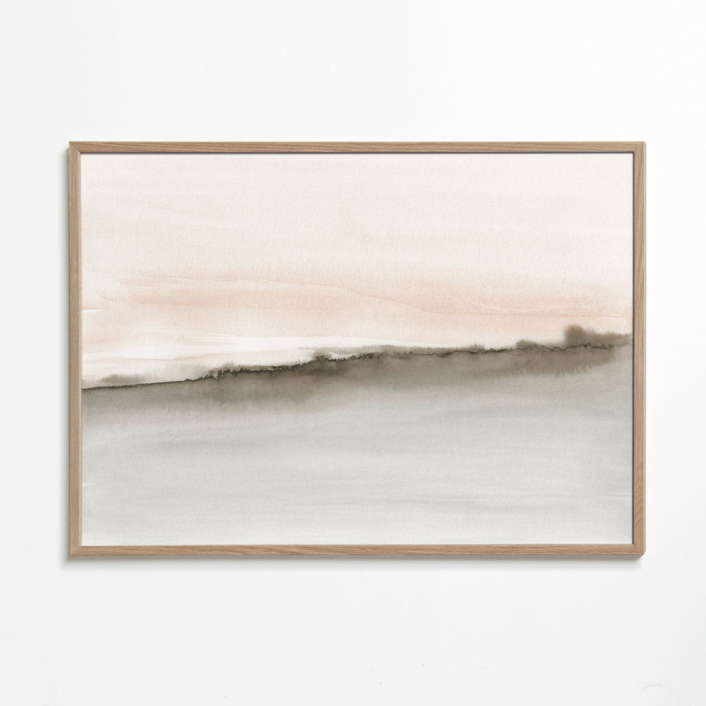Landskap i akvarell korall och sepia