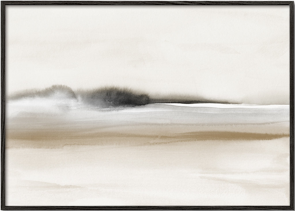 Landskap med dimmig horisont i sepia