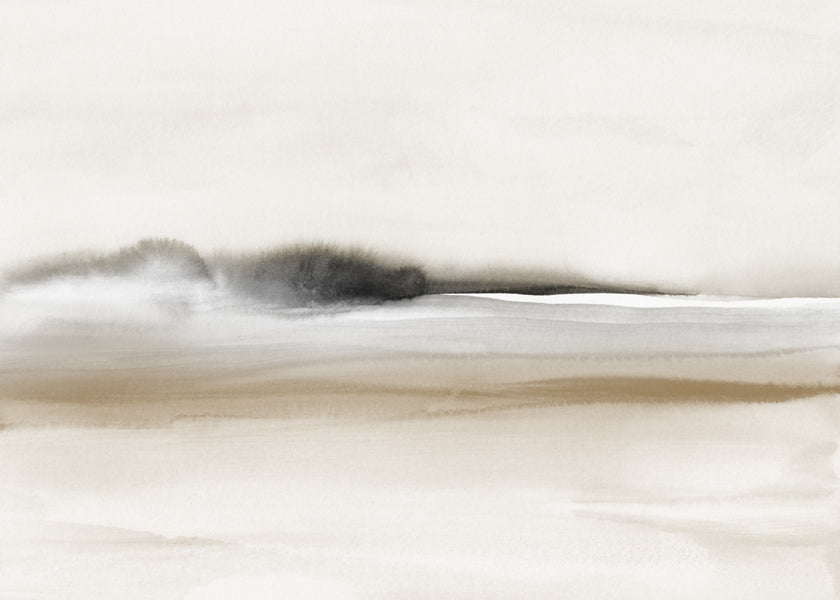 Landskap med dimmig horisont i sepia