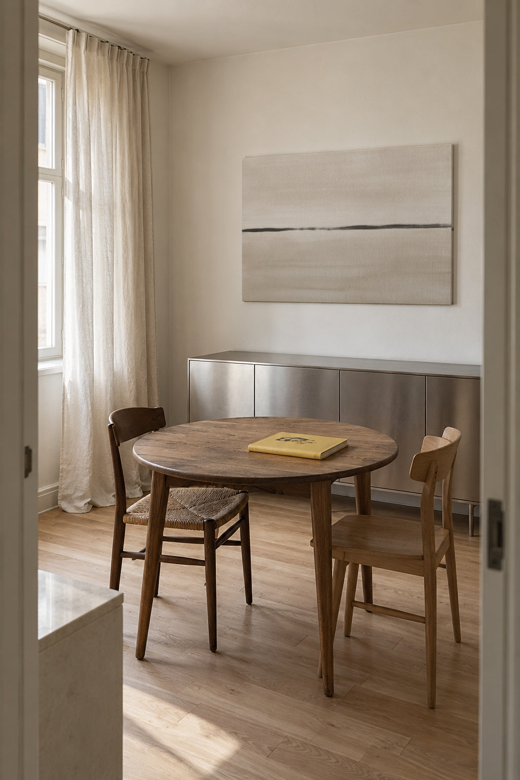Minimalist horizon in beige tones - Unframed canvas in an interior