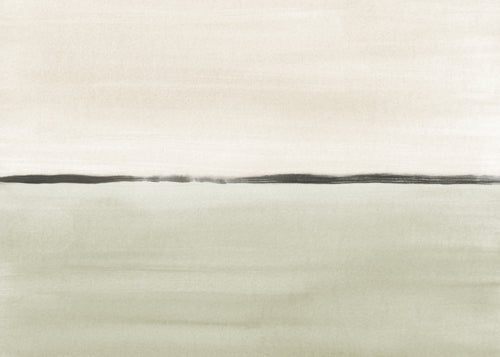 Minimalist horizon in soft olive green and sepia - Unframed art print