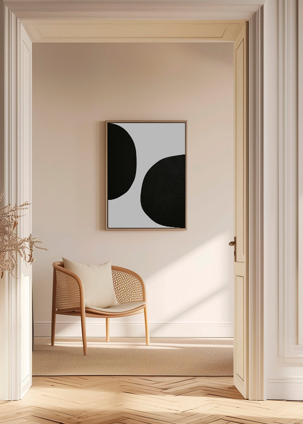 Minimalistisk design med organiska svarta former