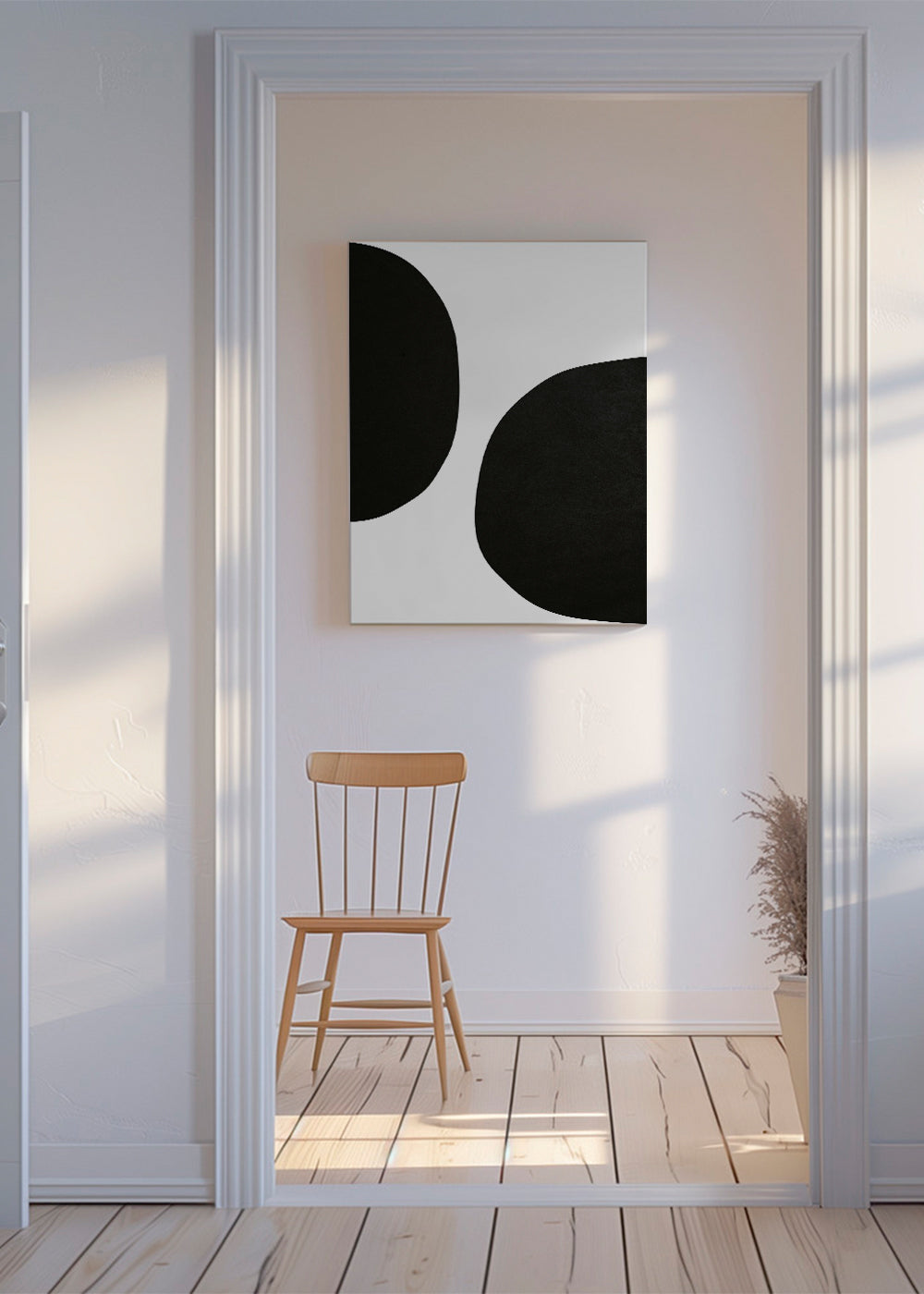 Minimalistisk design med organiska svarta former