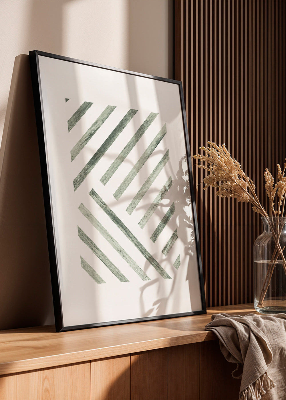 Geometrisk poster diagonala gröna ränder