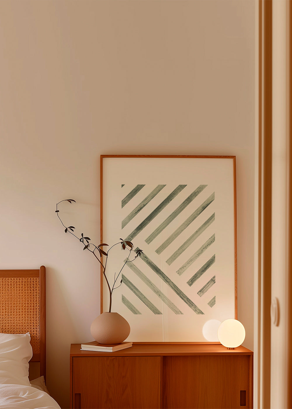 Geometrisk poster diagonala gröna ränder