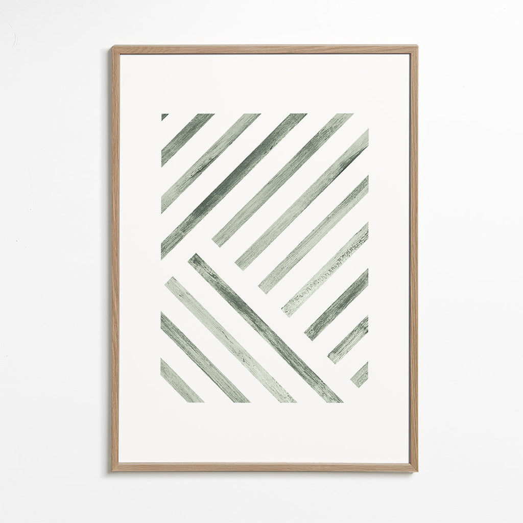 Geometrisk poster diagonala gröna ränder