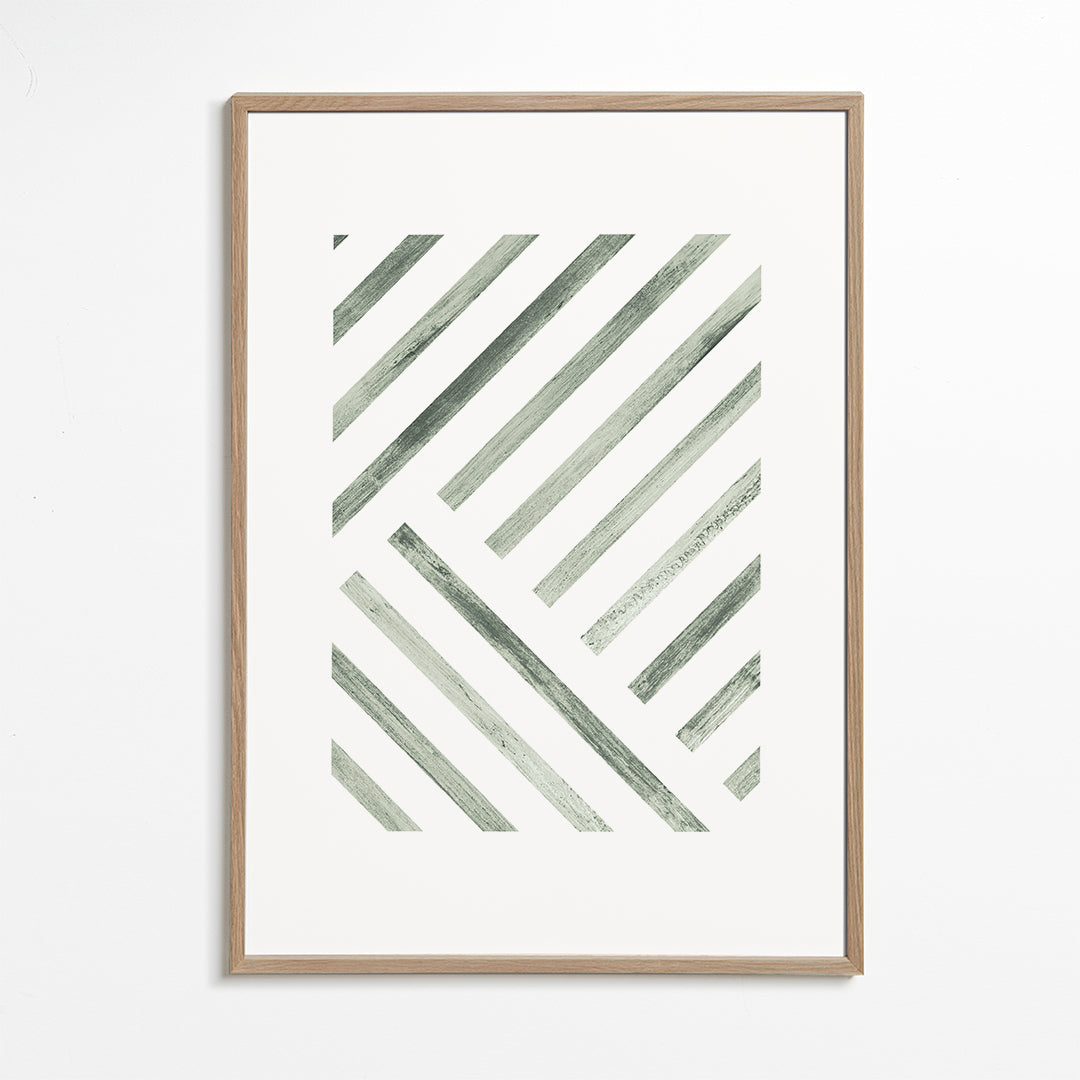 Geometrisk poster diagonala gröna ränder