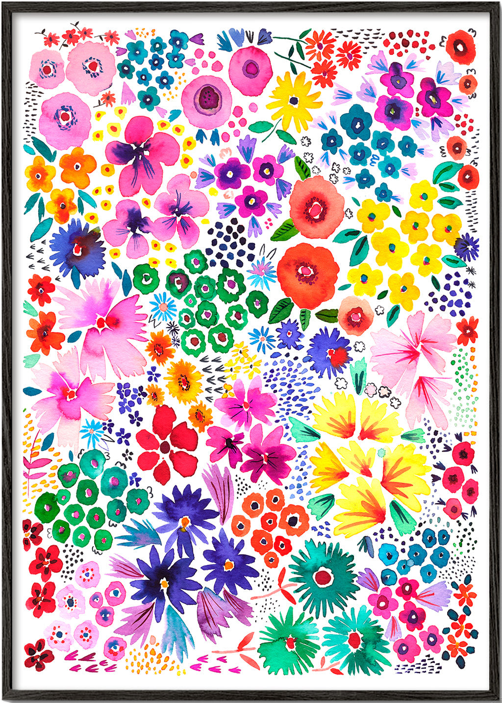 Botanisk poster färgglada blommor