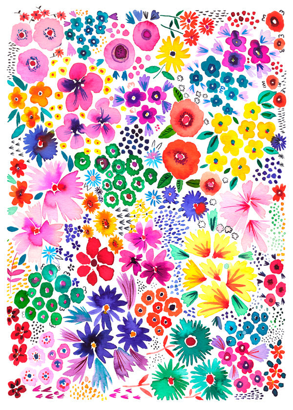 Botanisk poster färgglada blommor