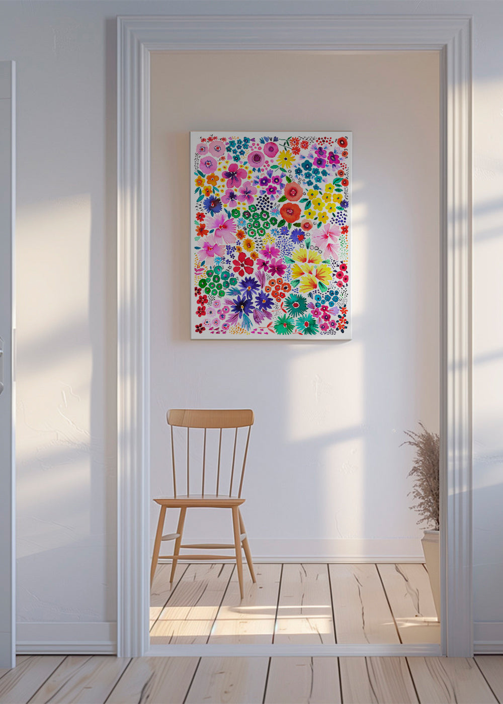 Botanisk poster färgglada blommor