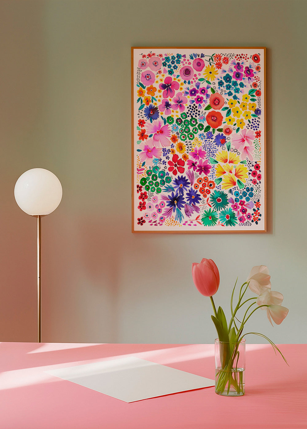 Botanisk poster färgglada blommor