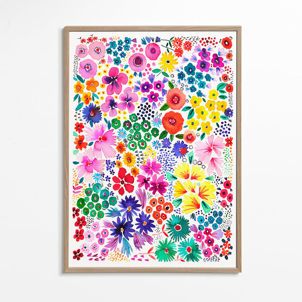Botanisk poster färgglada blommor