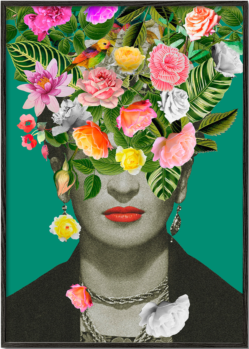 Illustration porträtt med blomsterkrona