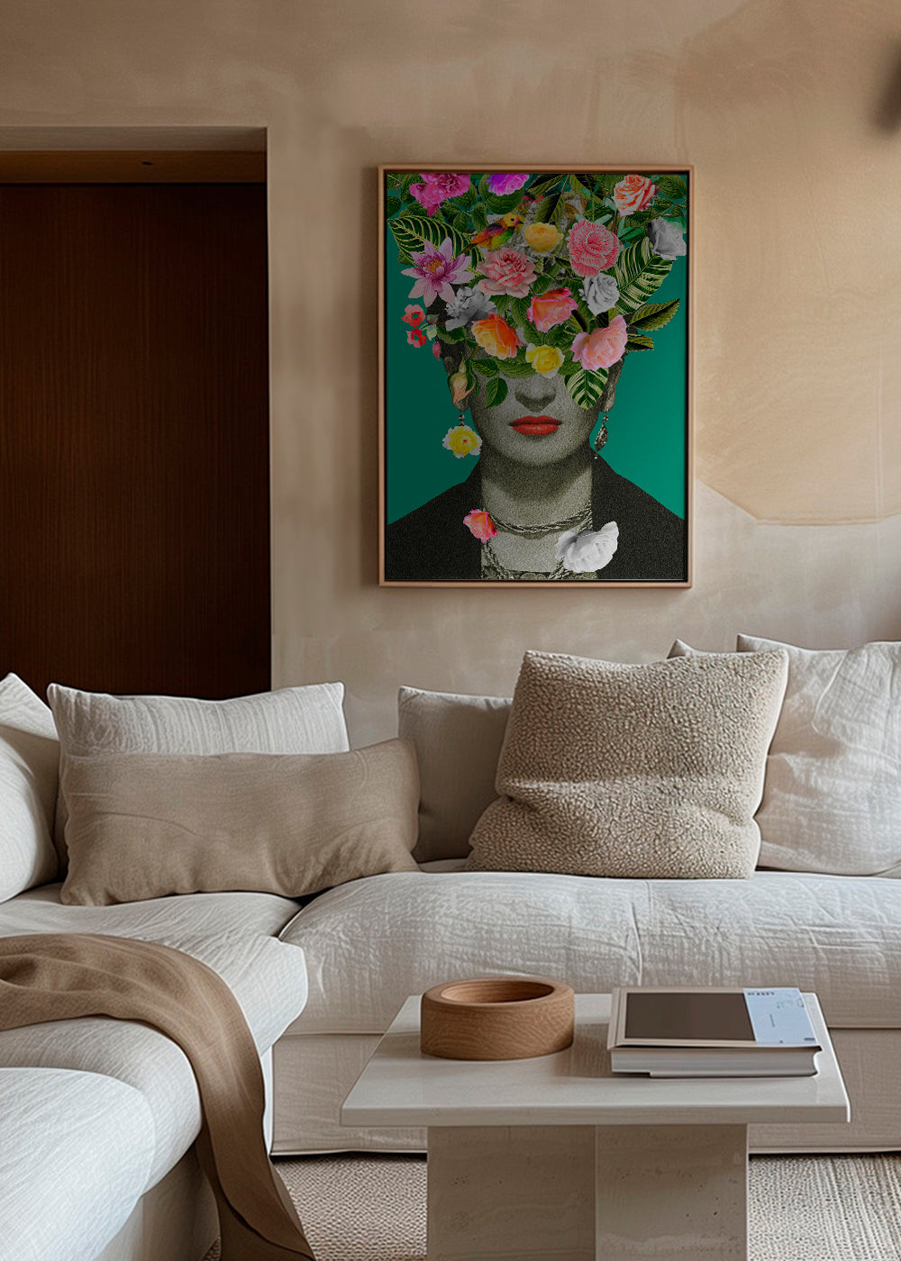 Illustration porträtt med blomsterkrona