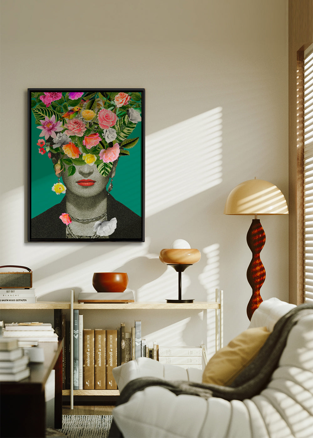 Illustration porträtt med blomsterkrona