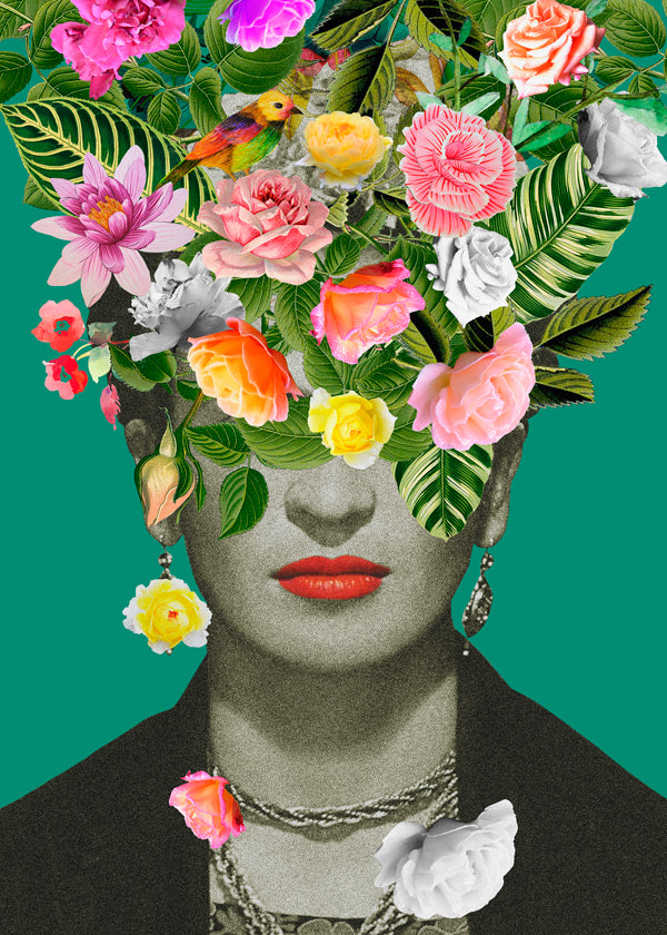 Illustration porträtt med blomsterkrona