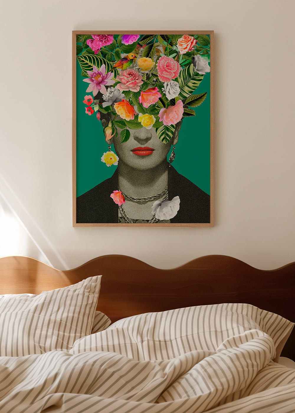 Illustration porträtt med blomsterkrona