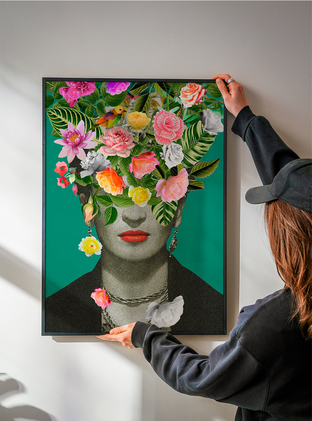 Illustration porträtt med blomsterkrona
