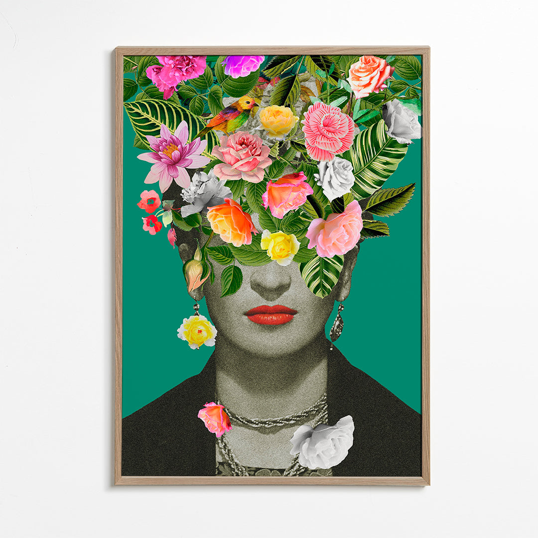 Illustration porträtt med blomsterkrona