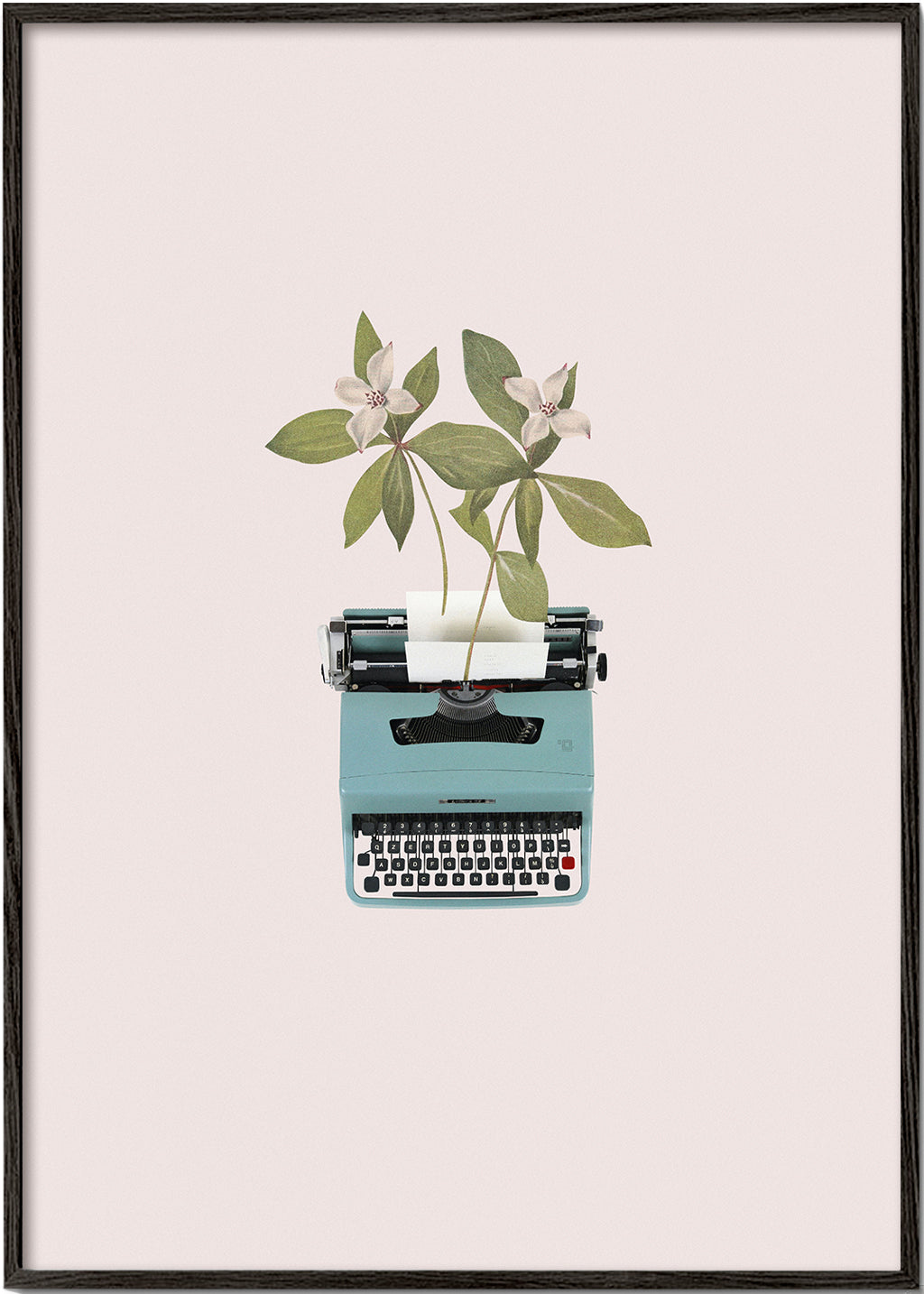 Botanisk poster: skrivmaskin med blad