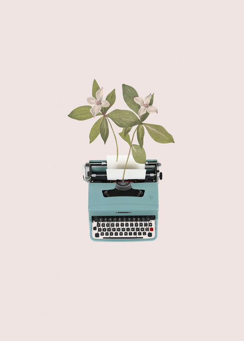 Botanisk poster: skrivmaskin med blad