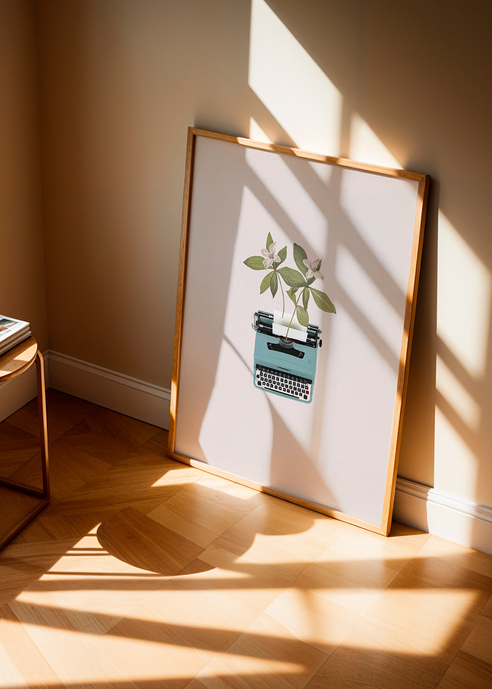 Botanisk poster: skrivmaskin med blad