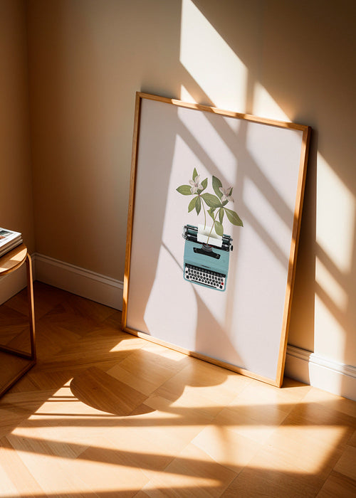 Botanisk poster: skrivmaskin med blad
