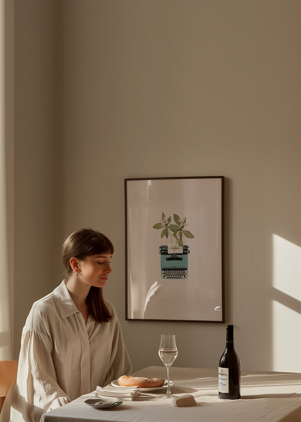 Botanisk poster: skrivmaskin med blad