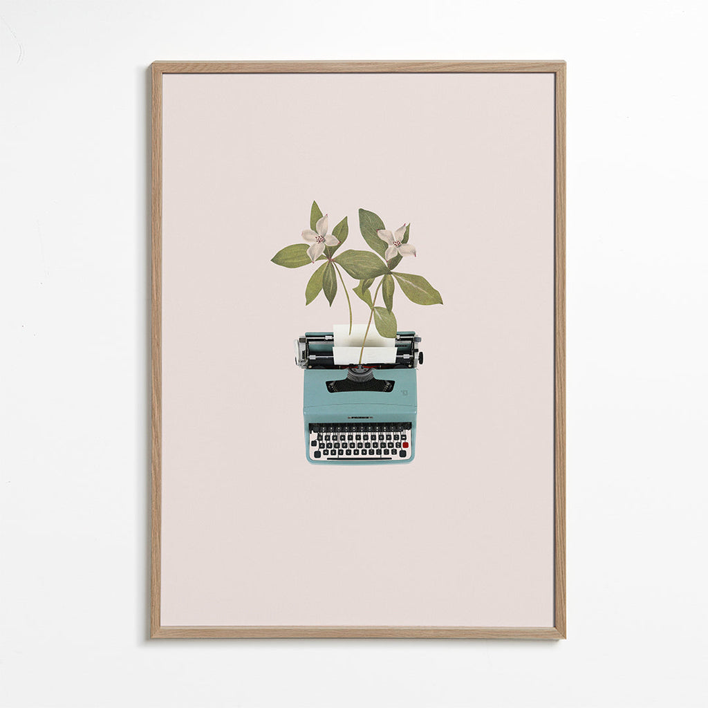 Botanisk poster: skrivmaskin med blad