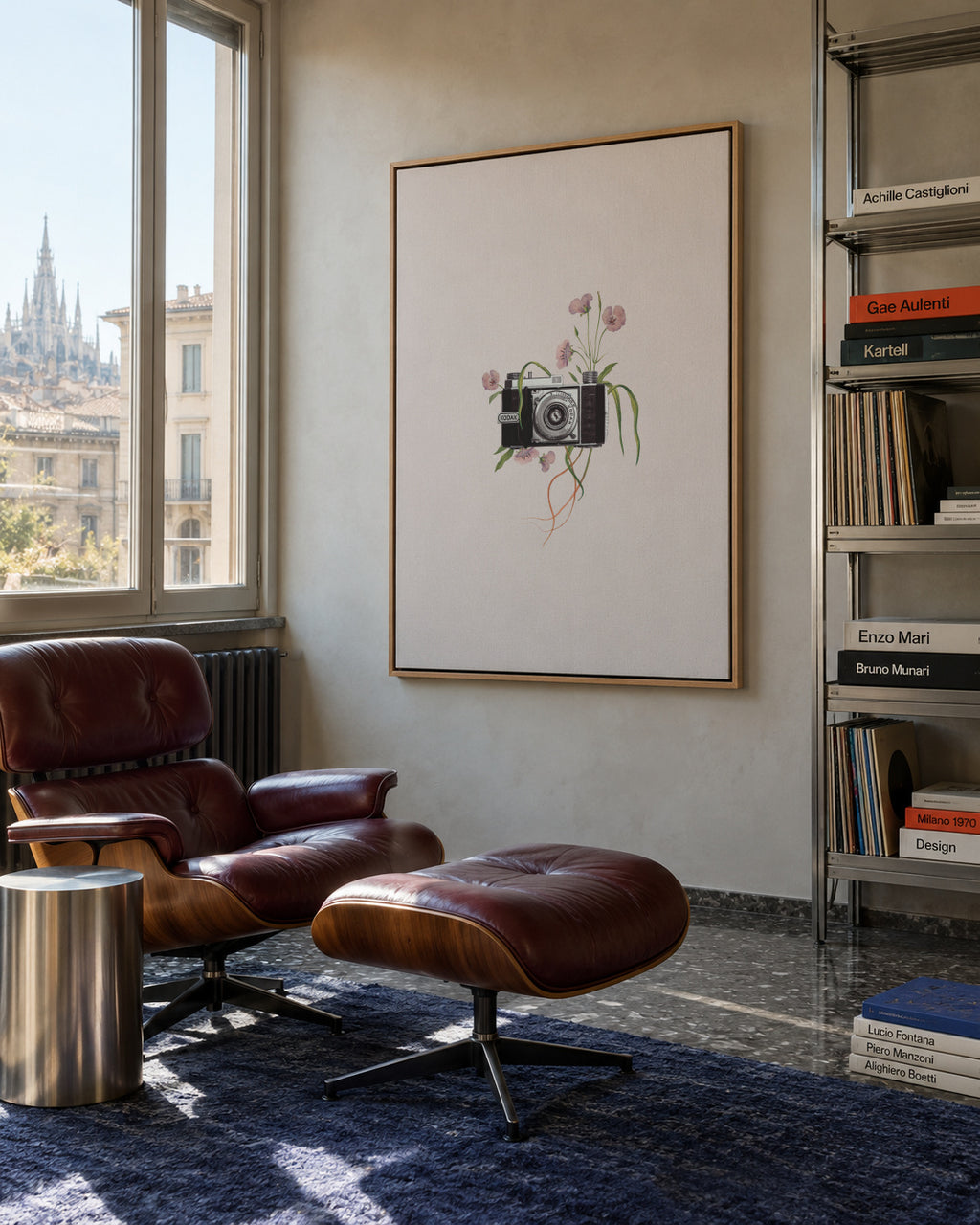 Floral kodak camera - Framed canvas in an interior