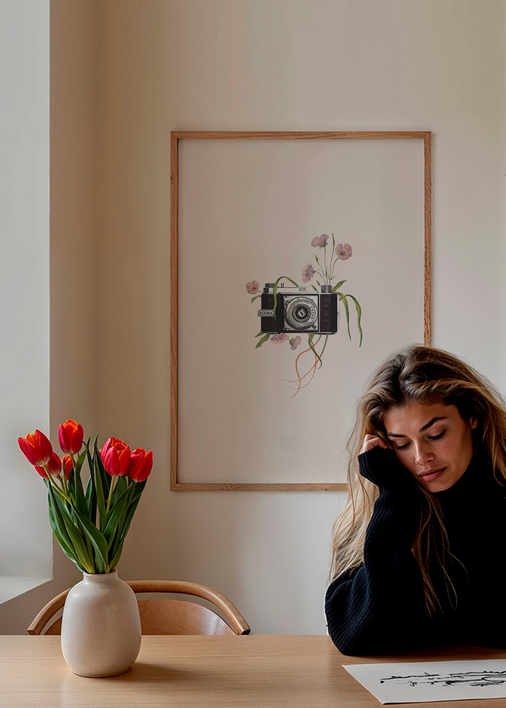 Vintage-kamera med blommor