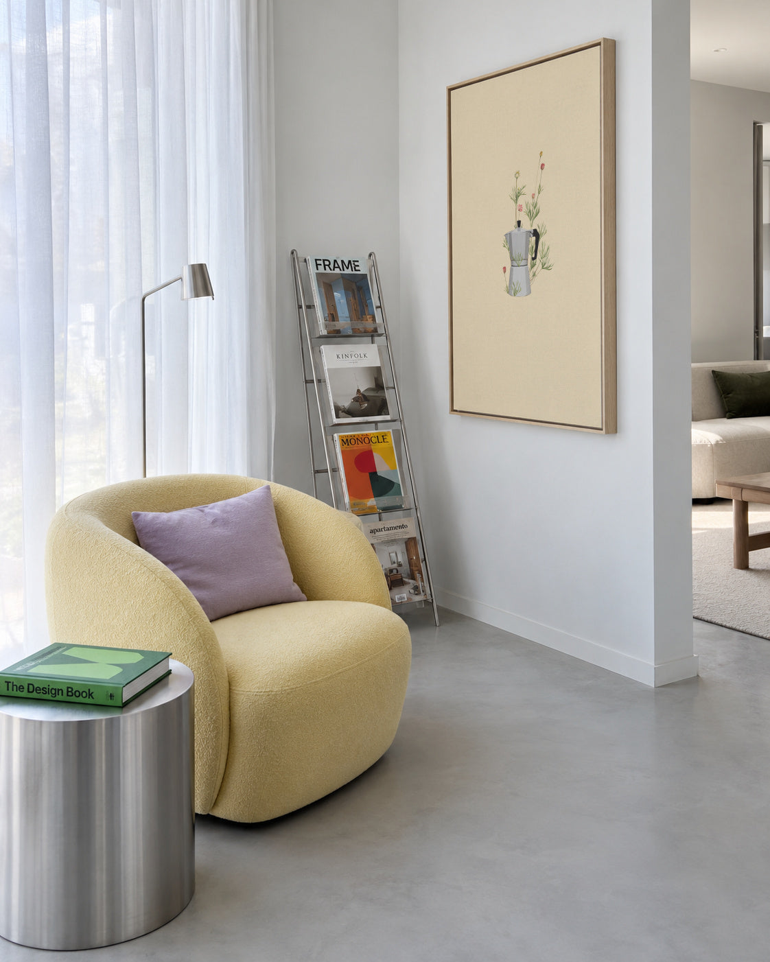 Floral moka express - Framed canvas in an interior