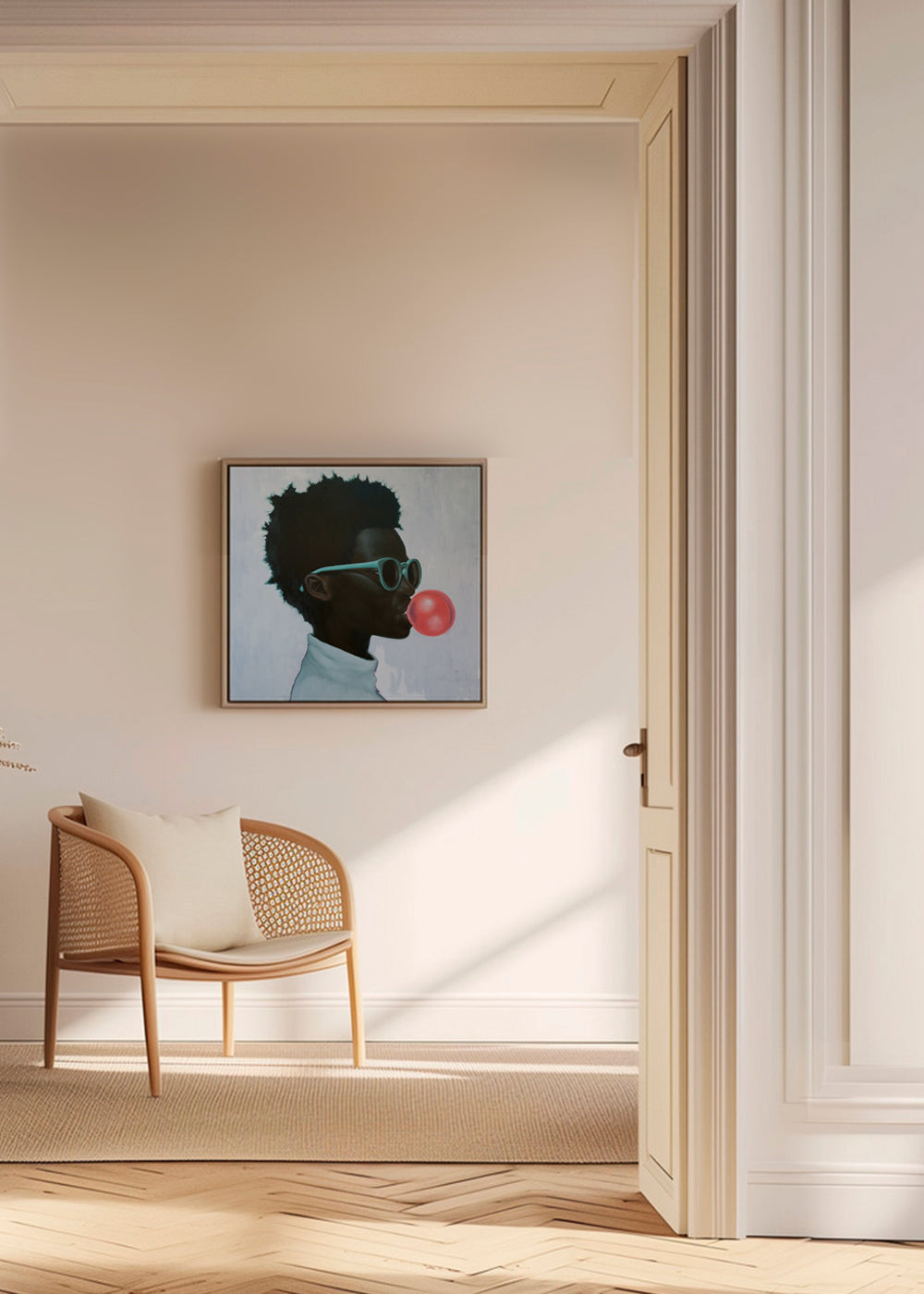 Profilillustration med tuggummibubbla